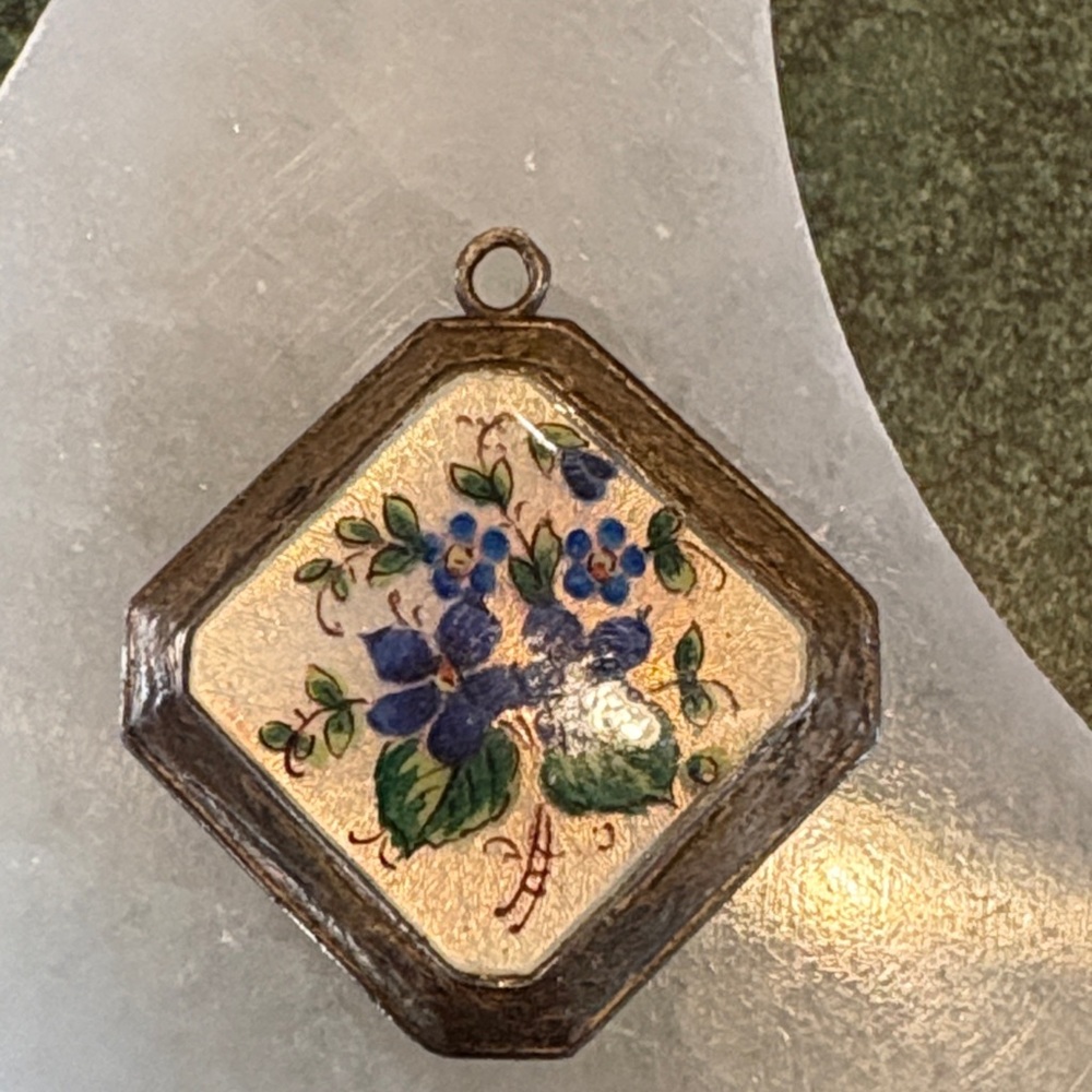 Vintage Guilloche pendant 935 Sterling silver